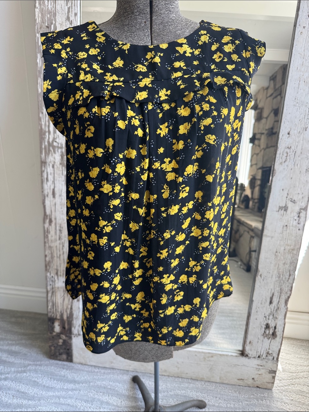 Philosophy Black Camisole with Yellow Floral Print. NWT